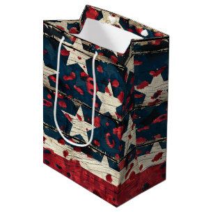 Rustikaler amerikanischer Flaggen-Leoparden-Druck Mittlere Geschenktüte