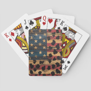 Rustikaler Amerikanischer Flaggen-Leoparden-Druck  Spielkarten