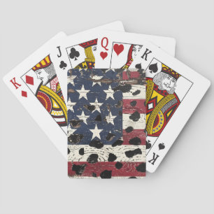 Rustikaler Amerikanischer Flaggen-Leoparden-Druck  Spielkarten