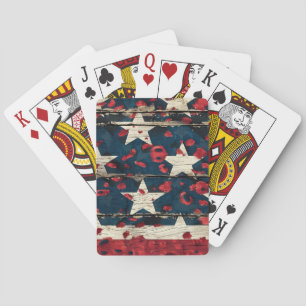 Rustikaler Amerikanischer Flaggen-Leoparden-Druck  Spielkarten