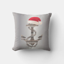 rustikaler Anker aus nautischem Holz + WEIHNACHTSM Kissen