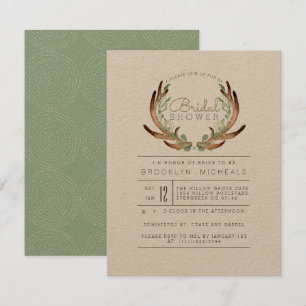 Rustikaler Antler und Wein   Kraft   BRAUTPARTY Einladung