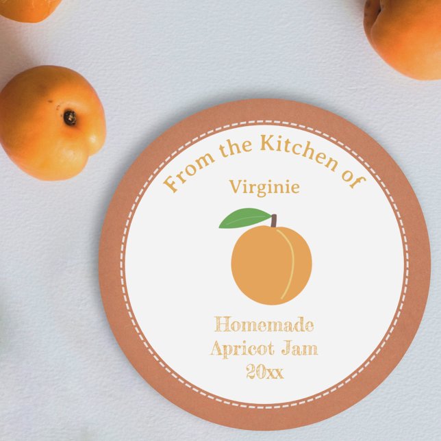 Rustikaler Apricot-Marmeladeschild Runder Aufkleber (Rustic Apricot Jam Label Sticker)