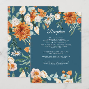 Rustikaler Aquamarin Blue Orange Hochzeit im Herbs Begleitkarte