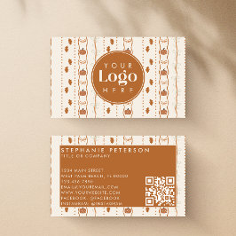 Rustikaler Autumn Pumpkin Fall Custom Logo QR Code Visitenkarte