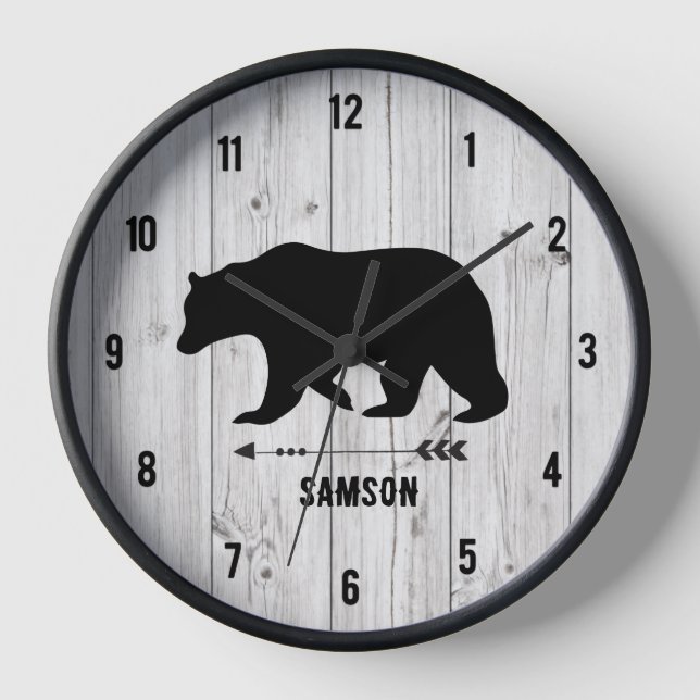 Rustikaler Bärenbauernhof Weiße Panzerhütte Uhr (Vorderseite)