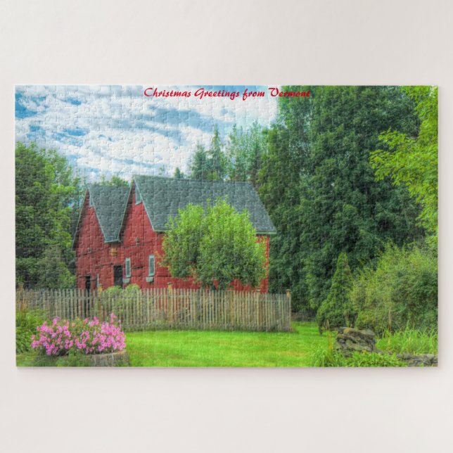 Rustikaler Barn Vermont.Weihnachtsgrüße (Horizontal)
