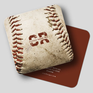 Rustikaler Baseballcoach Baseballteam-Monogramm  Quadratische Visitenkarte