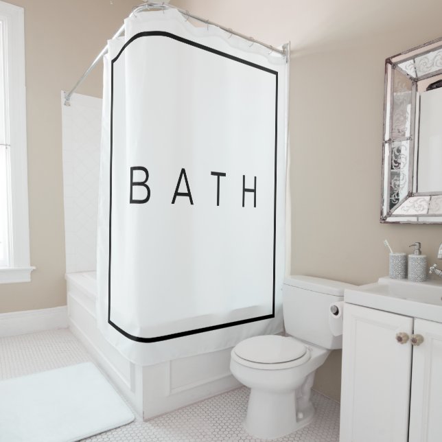 Rustikaler Bauernhauschic-weißes schwarzes Duschvorhang (Beispiel)