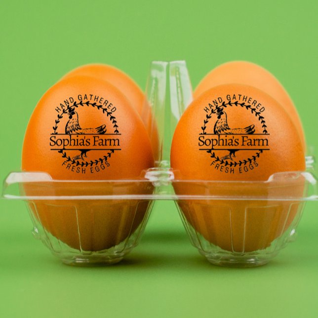 Rustikaler Bauernhof Frische Bezeichnung Hühnereie Gummistempel (rustic customized name egg stamp)