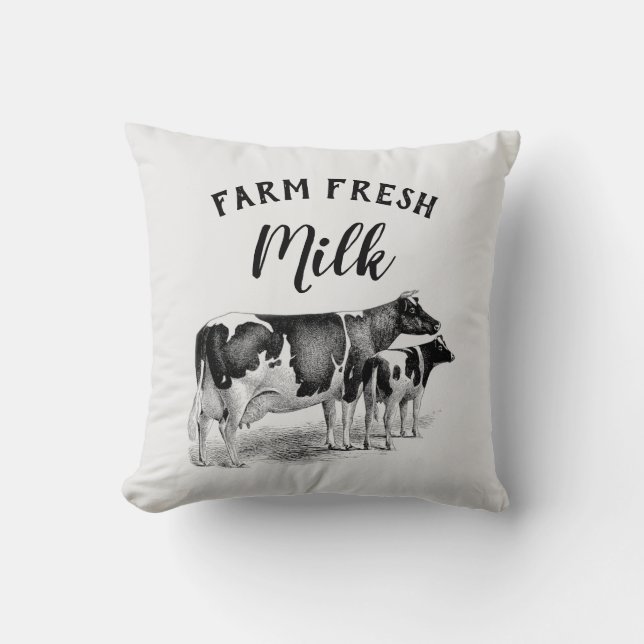 Rustikaler Bauernhof Frische Milchkühe Kalk Kissen (Vorderseite)