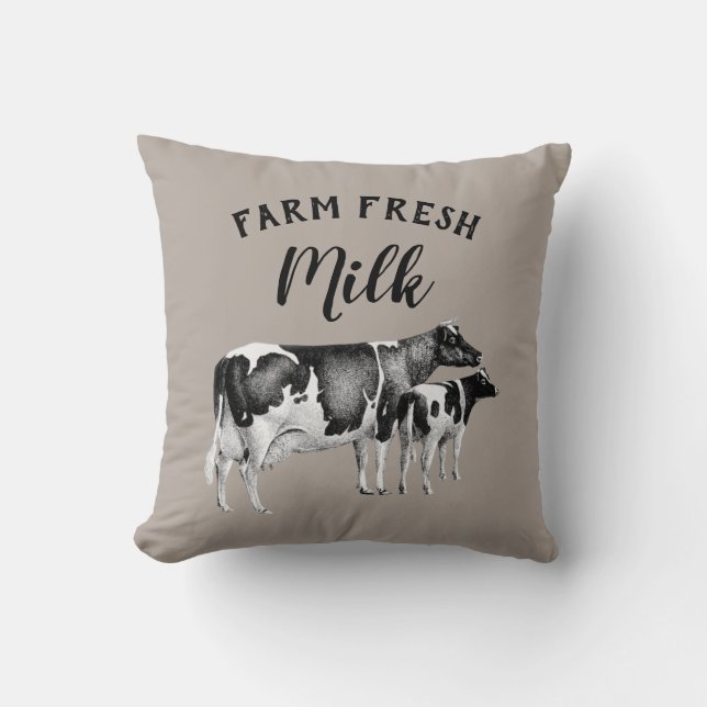 Rustikaler Bauernhof Frische Milchkühe Kalk | Taup Kissen (Vorderseite)