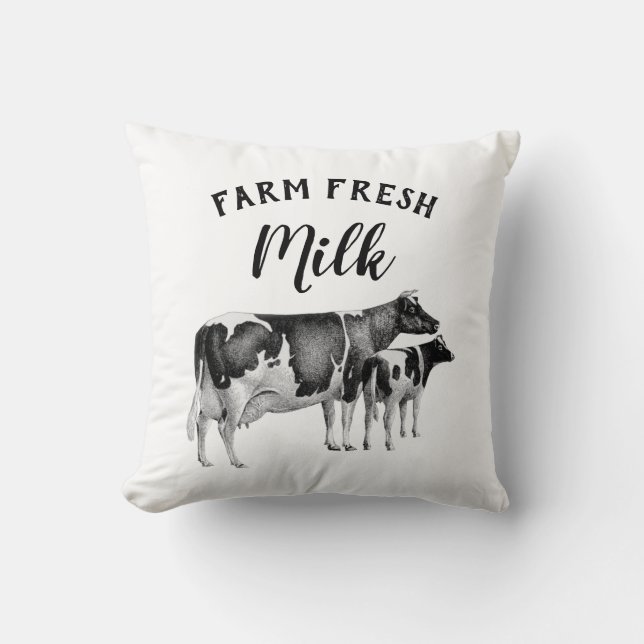 Rustikaler Bauernhof Frische Milchkühe Kalk | weiß Kissen (Vorderseite)