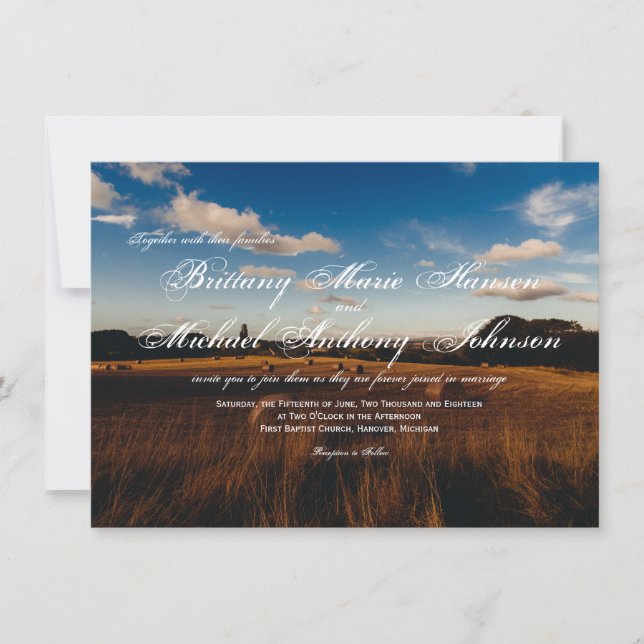 Rustikaler Bauernhof Hay Bales Land Hochzeiten Ein Einladung (Vorderseite)