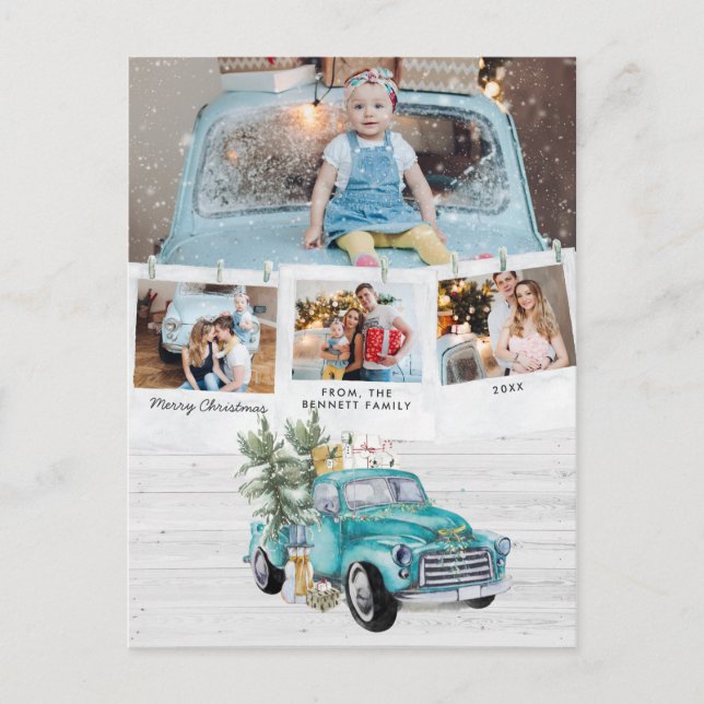 Rustikaler Bauernhof LKW | Clothespin FotoCollage Postkarte (Vorderseite)