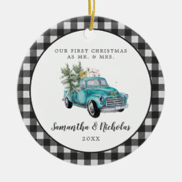 Rustikaler Bauernhof LKW | Erste Weihnachten Herr  Keramik Ornament