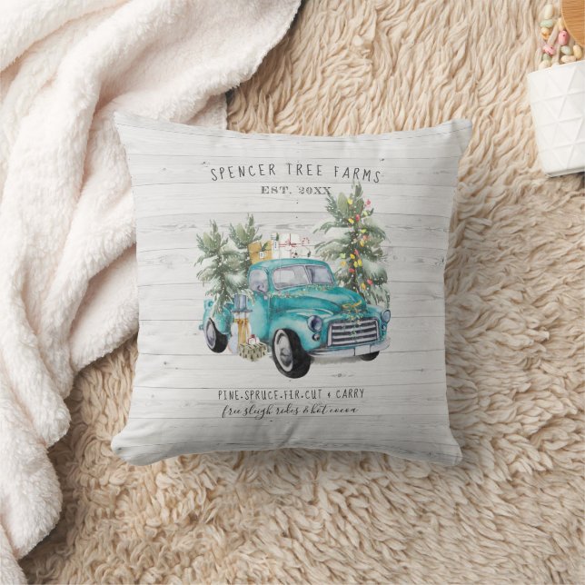 Rustikaler Bauernhof LKW | Familienname Pillow Kissen (Decke)