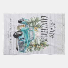 Rustikaler Bauernhof LKW | Monogram Christmas Tee Geschirrtuch