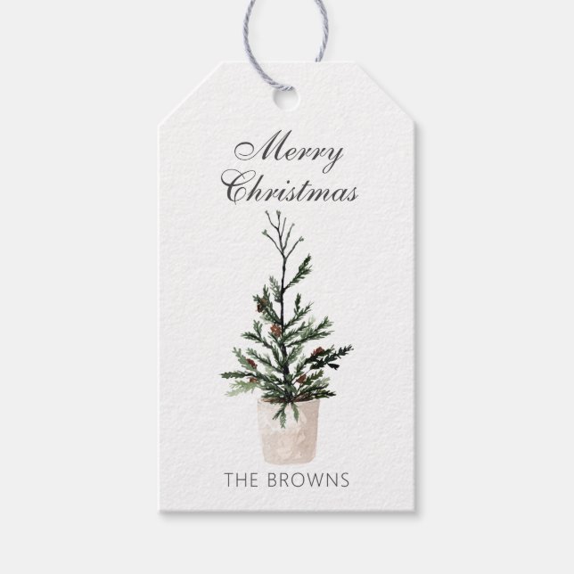 Rustikaler Bauernhof Weihnachtsbaum Geschenkanhänger (Vorderseite)