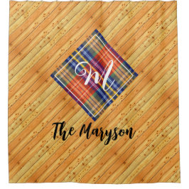 Rustikaler Bauernholz Kariert, Familienname Mit Mo Duschvorhang