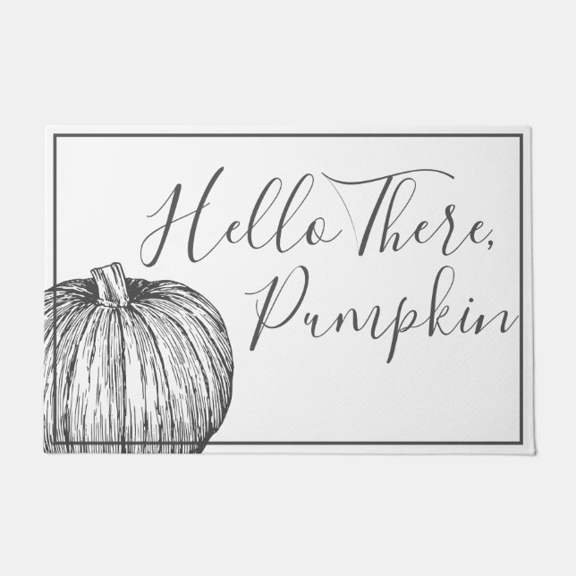 Rustikaler Bauernstil Hallo Es Pumpkin Fußmatte (Vorderseite)