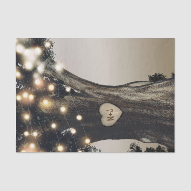 Rustikaler Baum & Licht Moderne Barnhochzeit Seidenpapier (Vorderseite)