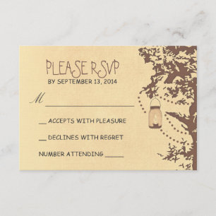 Rustikaler Baum & Maurerkirsche Hochzeitsszenario RSVP Karte