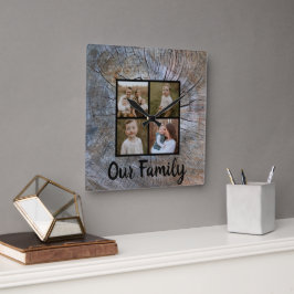 Rustikaler Baum-Ringelbaum, beängstigend Quadratische Wanduhr