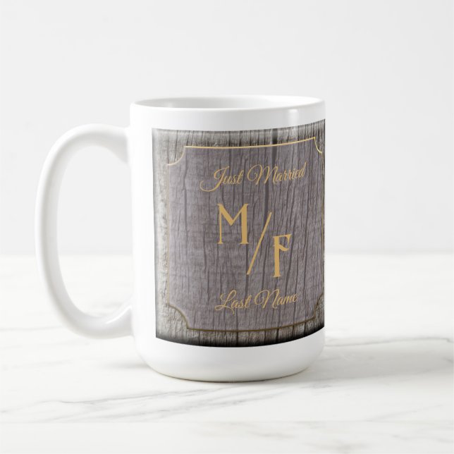 Rustikaler Baumbestand Barkholz mit Initialen stru Kaffeetasse (Links)