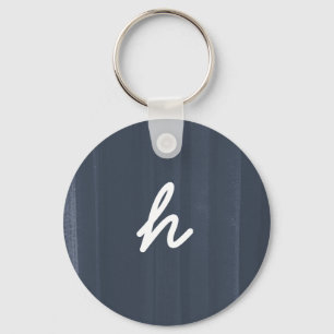 Rustikaler, benutzerdefinierter Monogramm blauer S Schlüsselanhänger