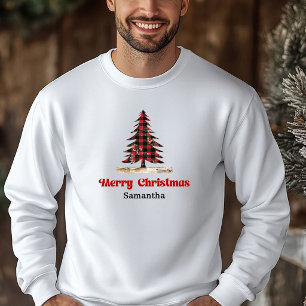 Rustikaler benutzerdefinierter Name Karo Baum Weih Hoodie