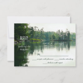Rustikaler Bergsee Silhouette Hochzeit RSVP Karte
