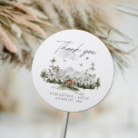 Rustikaler Bergwald Boho Evergreen Wedding Runder Aufkleber<br><div class="desc">Rustikaler Bergwald Boho Evergreen Wedding Classic Round Sticker</div>