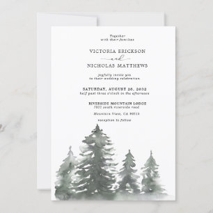 Rustikaler Bergwald Evergreen Tree Wedding Invi Einladung