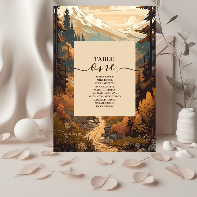 Rustikaler Bergwald Evergreen Wedding Tischnummer (Von Creator hochgeladen)