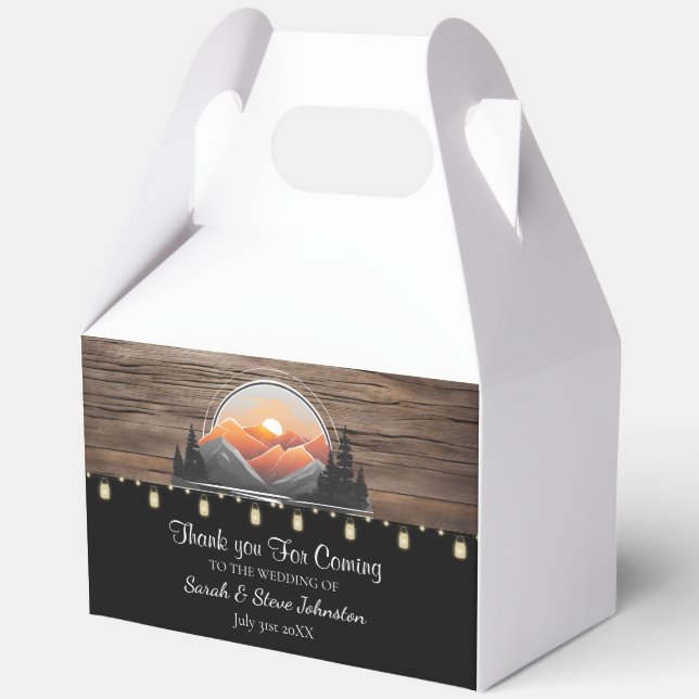 Rustikaler Bergwald Sonnenuntergang Gastgeschenk H Geschenkschachtel (Vorderseite)