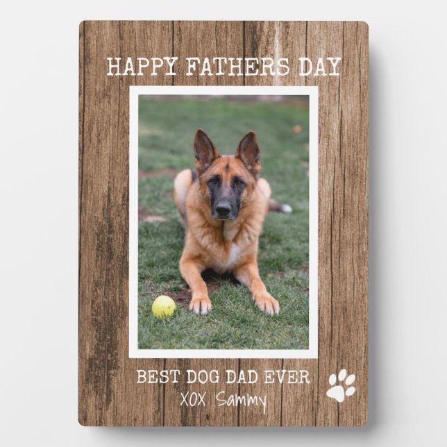 Rustikaler Best Dog Vater je Foto Vatertag Fotoplatte (Vorderseite)