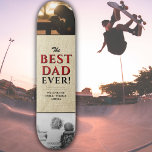 Rustikaler bester Vater je Vatertag 2 FotoCollage Skateboard<br><div class="desc">Rustikal Bester Vater je Vatertag 2 Foto Collage Skateboard mit Namen. Die trendige rote und schwarze Typografie ist auf beige rustikaler Basis gehalten. Fügen Sie 2 Lieblings-Fotos und Ihre Namen in der süßen Nachricht hinzu. Dieses moderne und personalisierte Skateboard ist ein Geschenk für einen Vater oder einen neuen Vater am...</div>