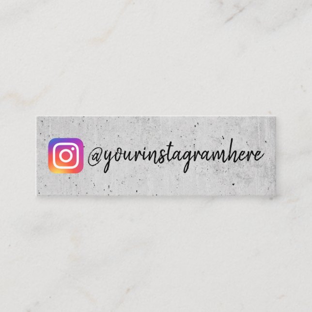 Rustikaler Beton Instagram Social Media Mini Visitenkarte (Vorderseite)