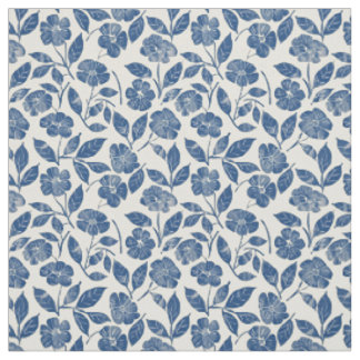 Rustikaler Blaublumen-Botanik-Bold-Retro-Blumensto Stoff