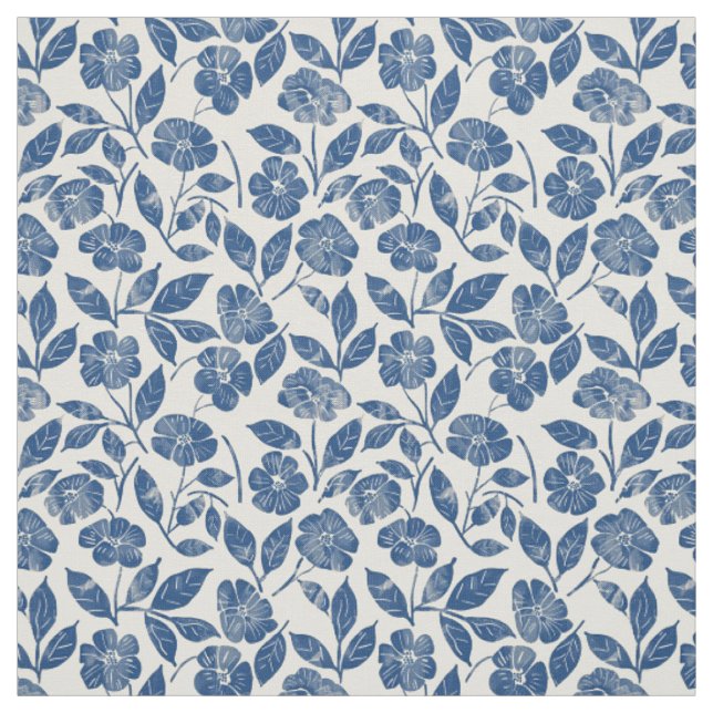 Rustikaler Blaublumen-Botanik-Bold-Retro-Blumensto Stoff (Muster)