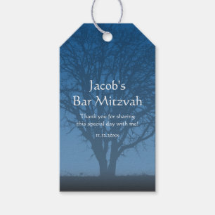Rustikaler blauer Baum des Leben-Bar Mitzvah Geschenkanhänger