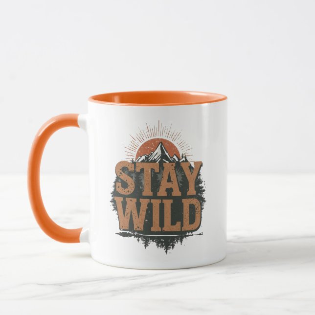 Rustikaler Bleib Wild Wander-Grafik Tasse (Links)