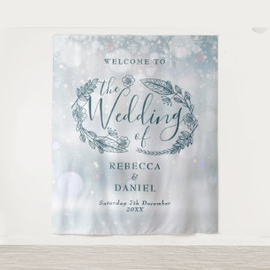 Rustikaler Blumen-Winter-Hochzeitskulisse Wandteppich