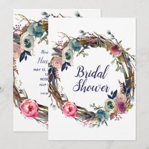 Rustikaler Blumenkranz aus Stöcken Moderne Bridal  Einladung