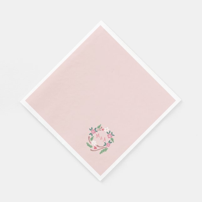 Rustikaler Blumenkranz mit Monogramm Classic Serviette (Ecke)