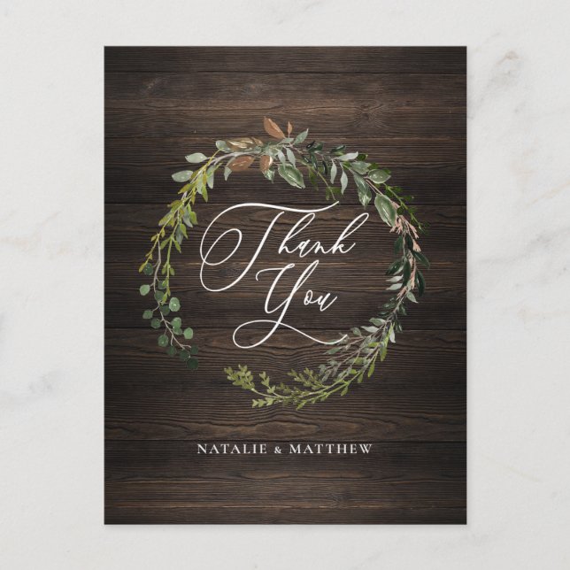 Rustikaler Blumenkranz und Wasserfarbenkranz Postkarte (Vorderseite)