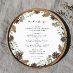 Rustikaler Blumenkraut Herbst Winter Hochzeitkreis Menükarte<br><div class="desc">Diese Hochzeitskarte bietet Aquarellfarben-Blume,  Beeren und Kiefernzapfen in neutralen Herbstfarben mit Kraftpapier auf der Rückseite. Dies ist perfekt für Herbst/Herbst und Winter Hochzeiten. Für eine weiter gehende Anpassung dieses Designs klicken Sie bitte auf die Schaltfläche "DESIGN TOOL" oben! Matching-Elemente sind ebenfalls verfügbar.</div>