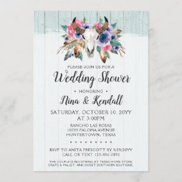 Rustikaler Blumenkuhschädel Polterabend Einladung