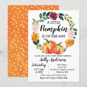 Rustikaler Blumenreath Kleine Pumpkin Babydusche Einladung